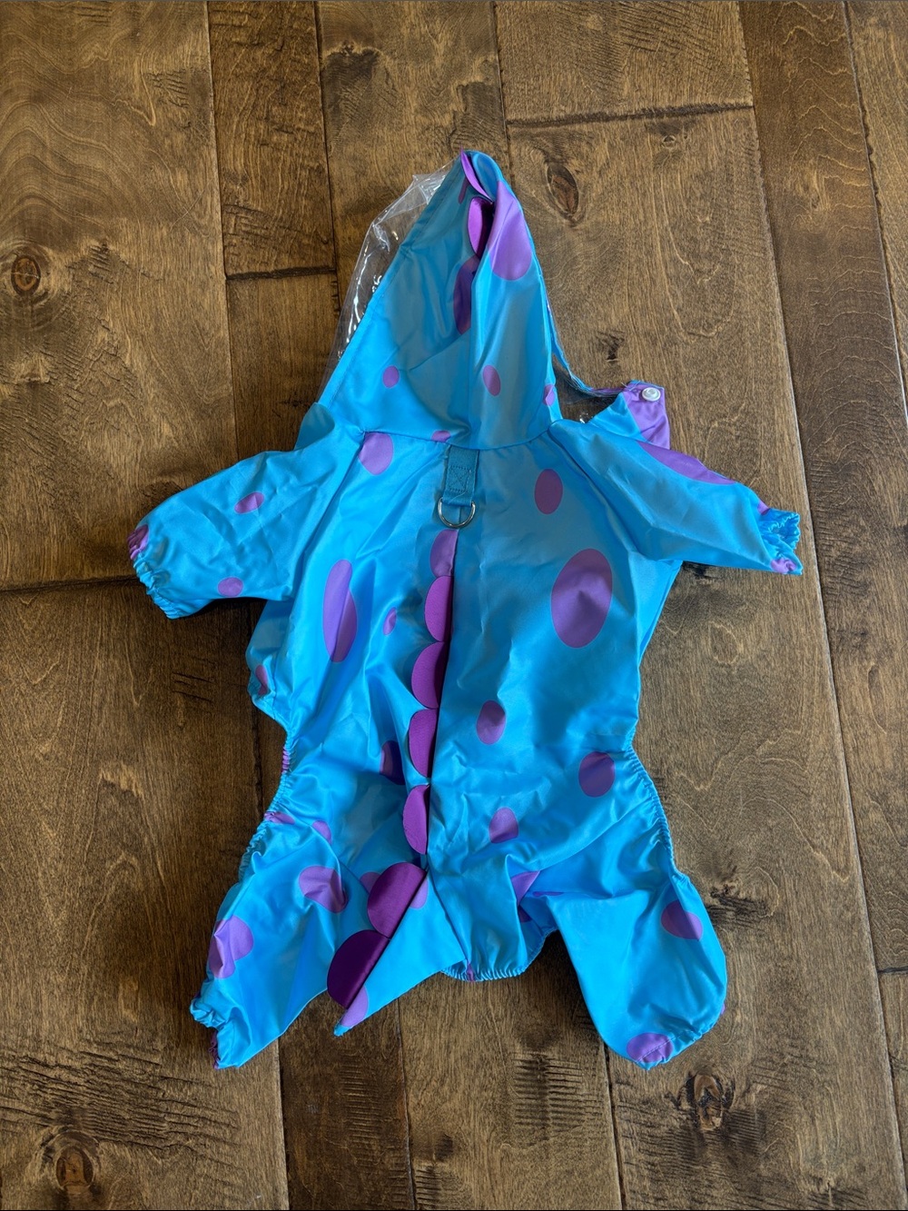 Blue & Purple Polka Dot Dog Rain Jacket with Hood -